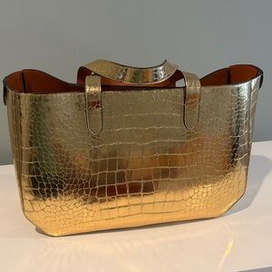 Marc Jacobs Gold Crocodile-Embossed Tote